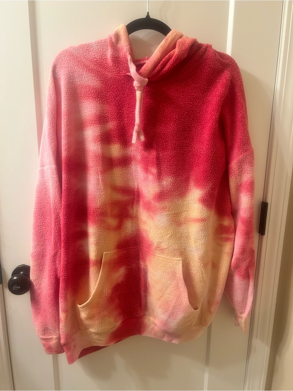 Soft Serve Clothing Tie-Dye Sherpa Hoodie in Pink & Yellow